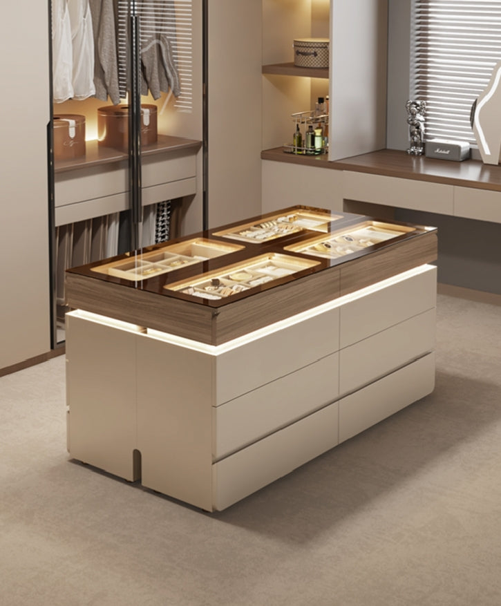 LuxeVault™ Illuminated Jewelry & Storage Island
