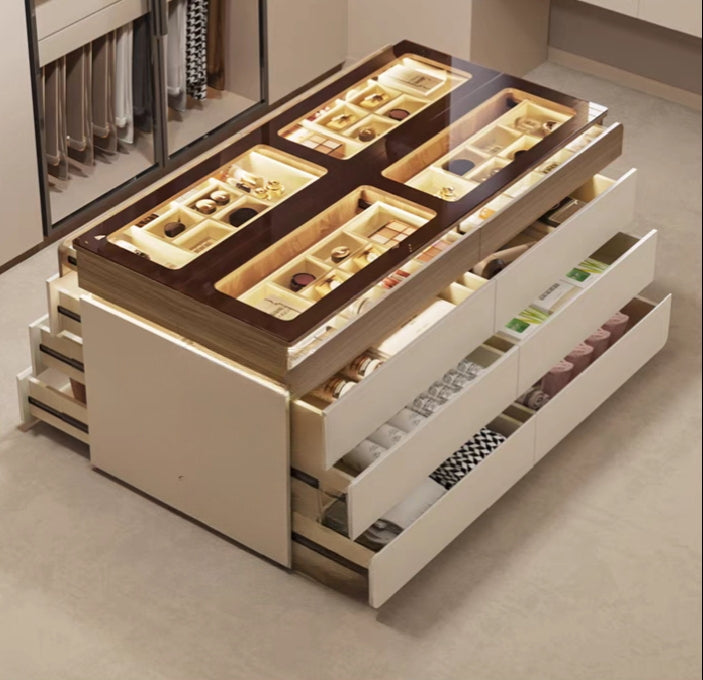 LuxeVault™ Illuminated Jewelry & Storage Island