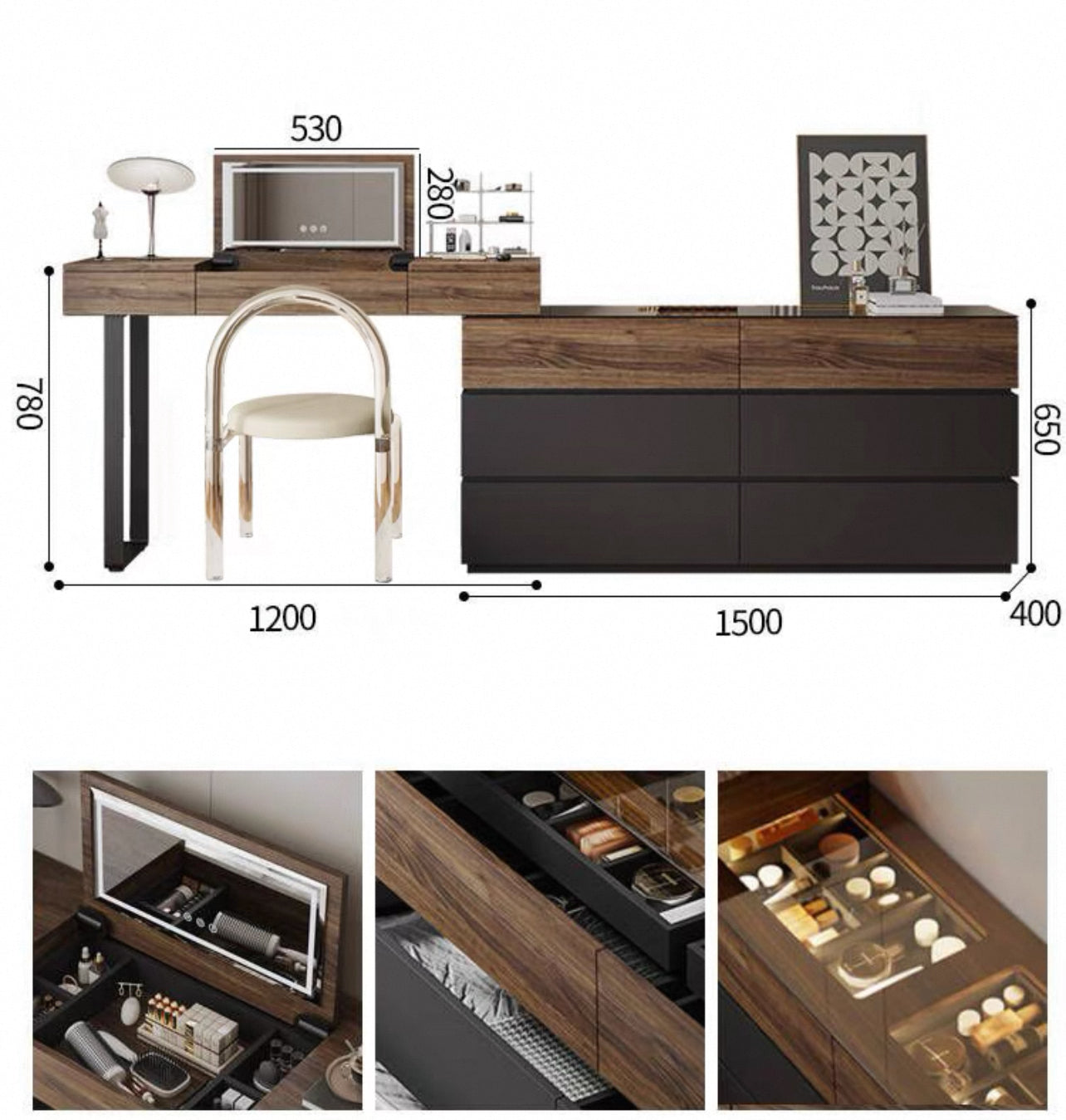 LuxeView Showcase Drawer Cabinet