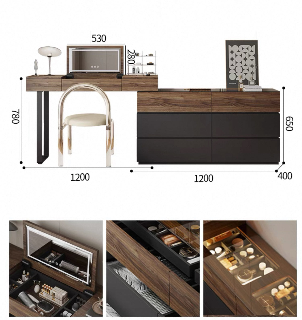 LuxeView Showcase Drawer Cabinet