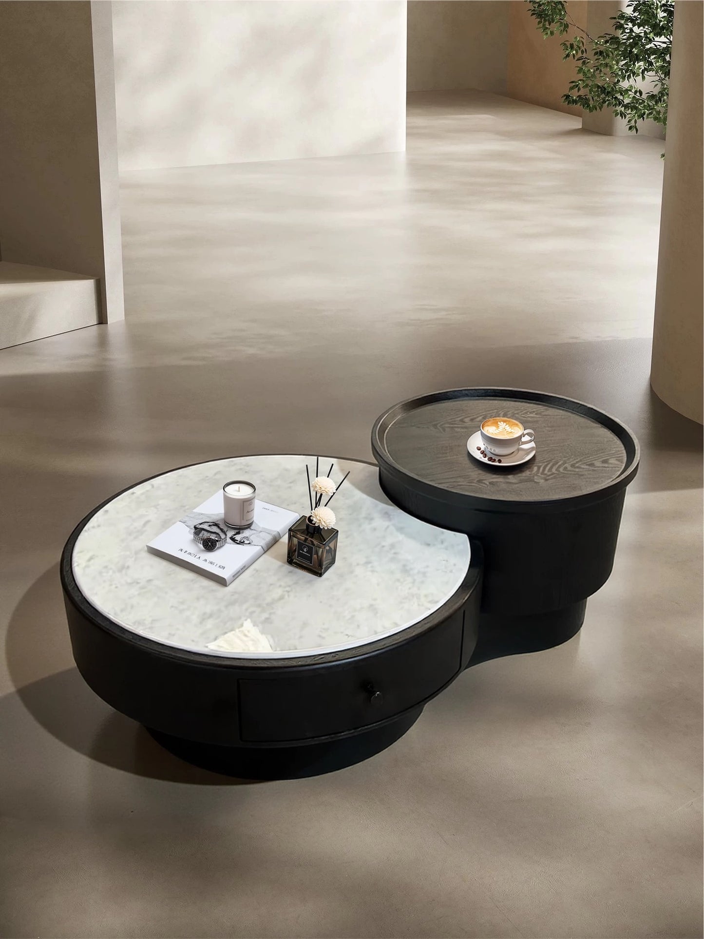 LuxeRise Marble Lift-Top Coffee Table with Hidden Storage