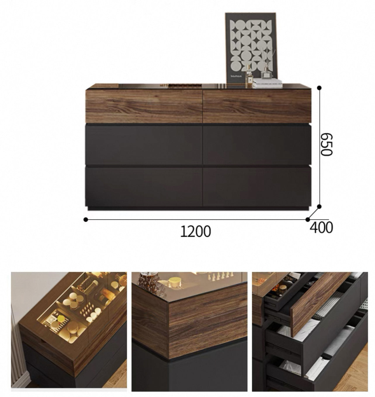 LuxeView Showcase Drawer Cabinet