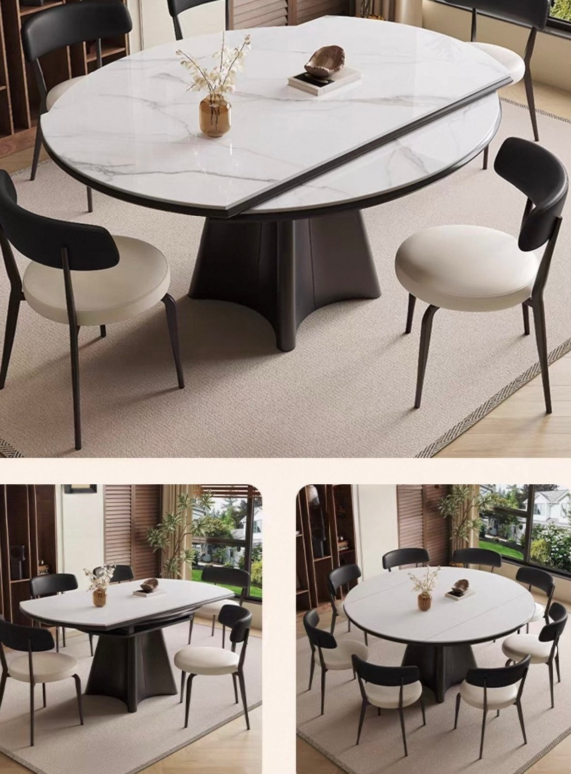 VersaLuxe Extendable Stone Dining Table