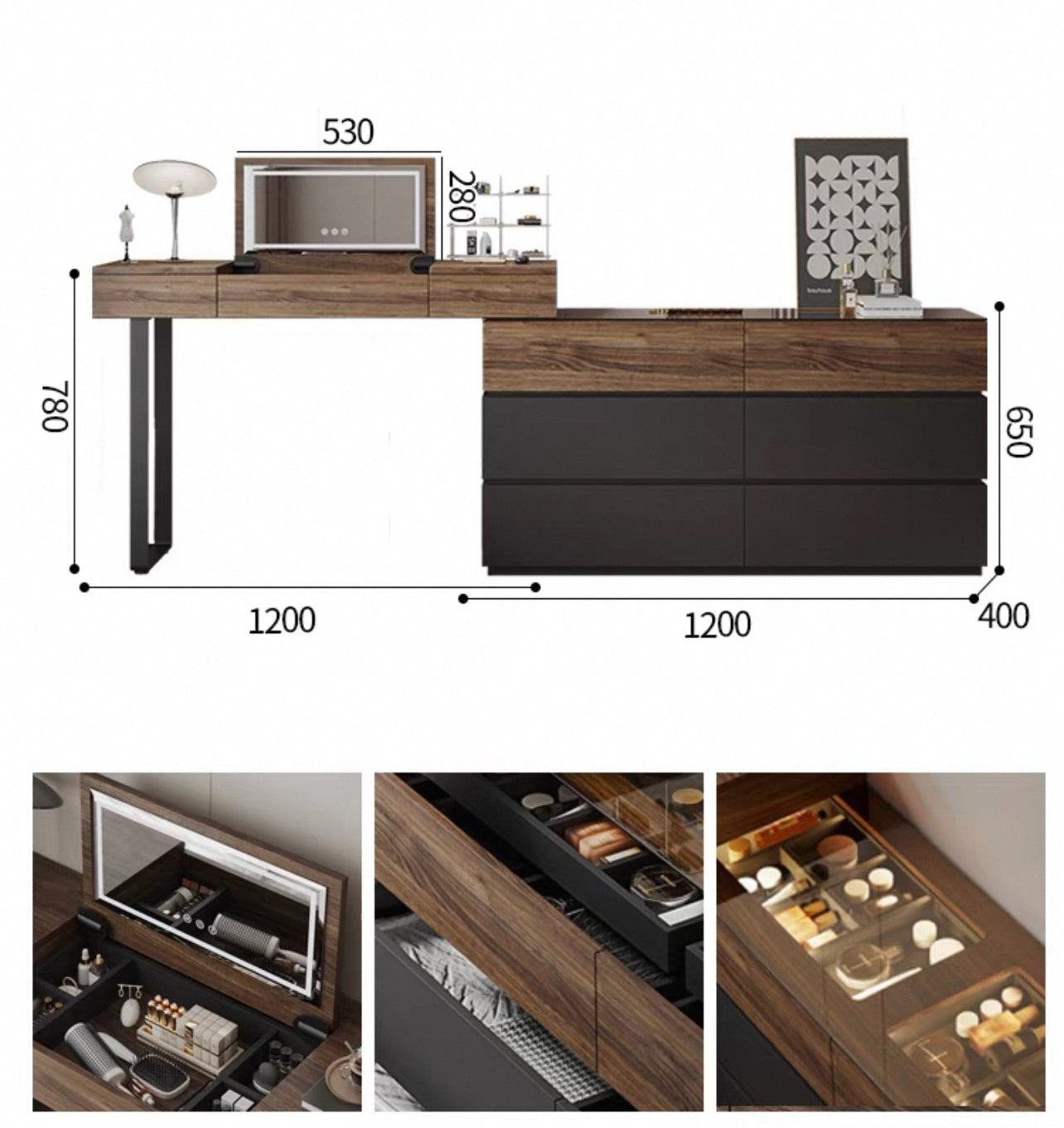 LuxeView Showcase Drawer Cabinet