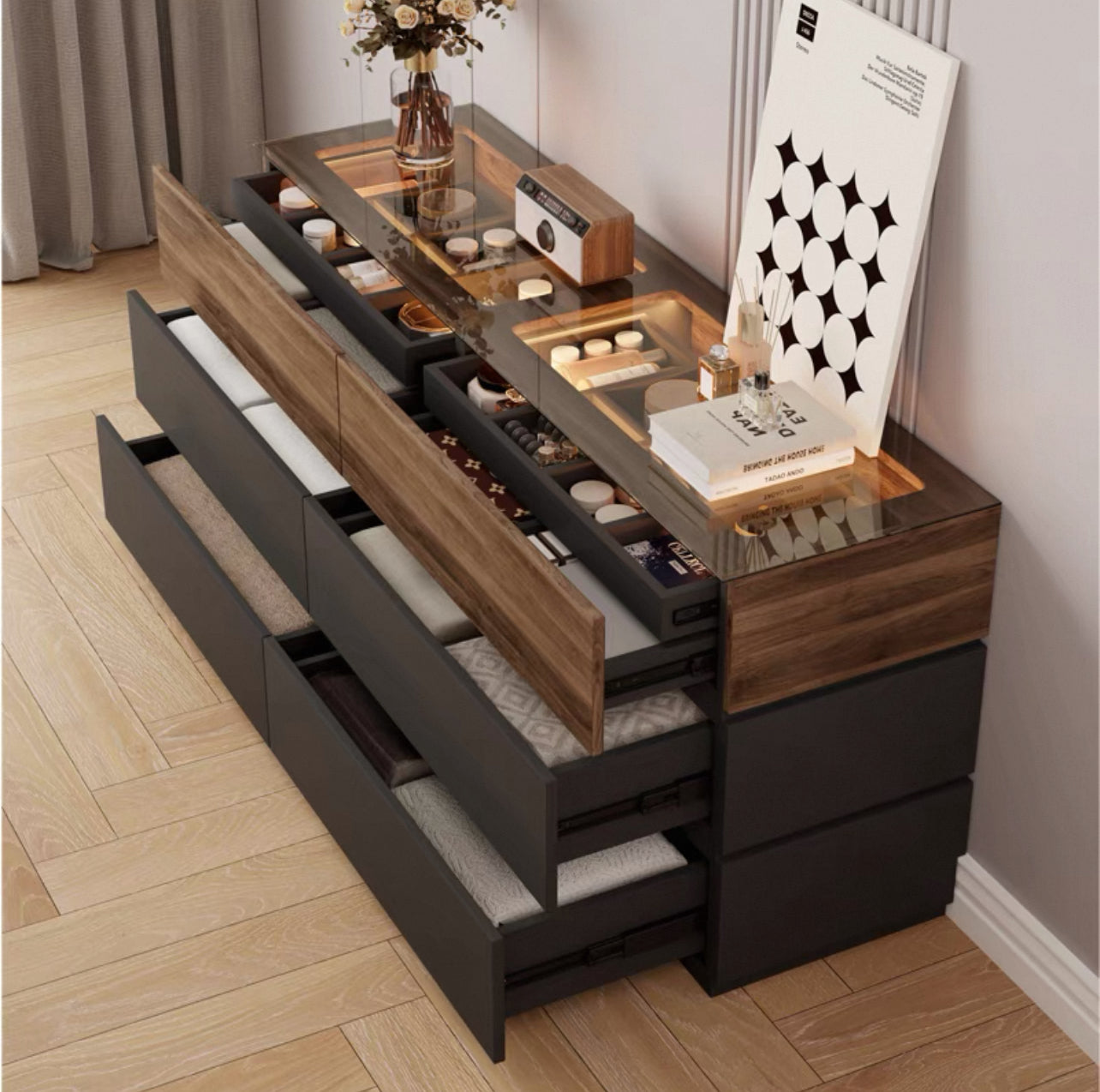 LuxeView Showcase Drawer Cabinet