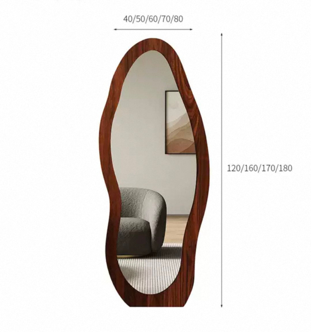 Aura Curve™ Irregular Solid Wood Full-Length Floor Mirror