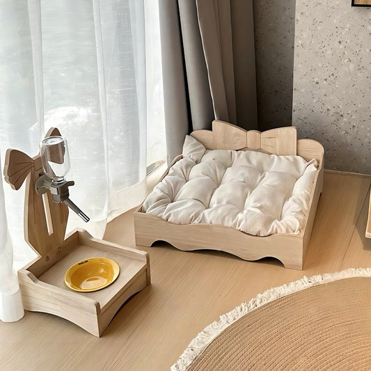 SnuggleNest Luxe Wooden Pet Bed