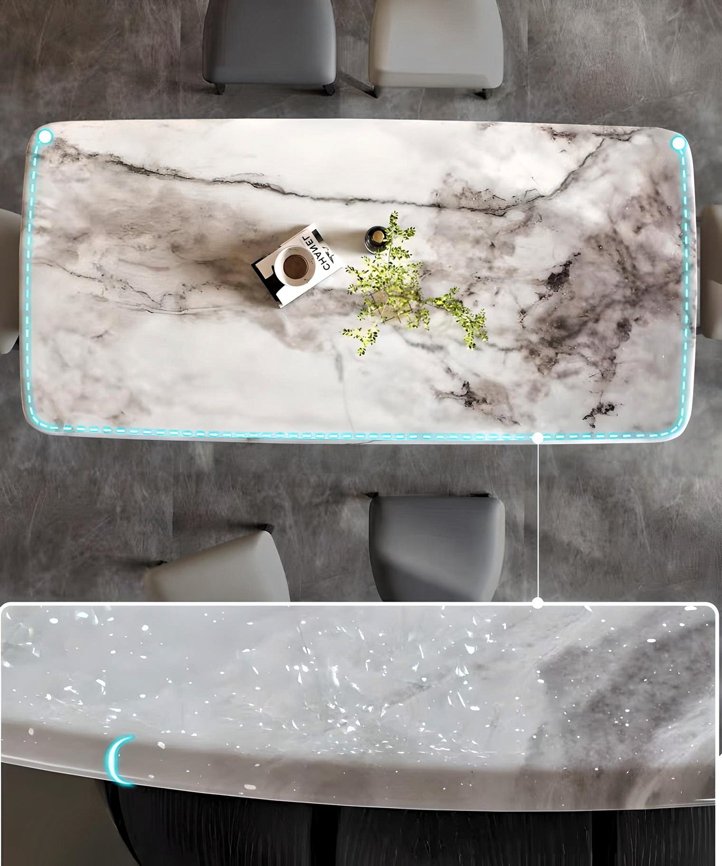 Luxe Marquina Marble Dining
