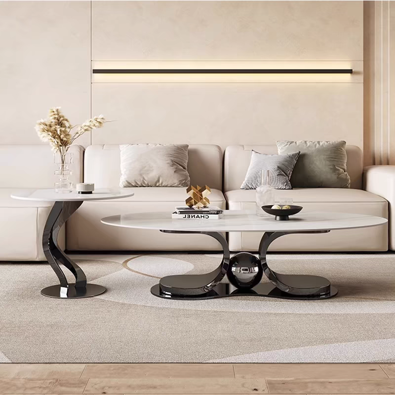LuxeWave Marble Coffee Table Set