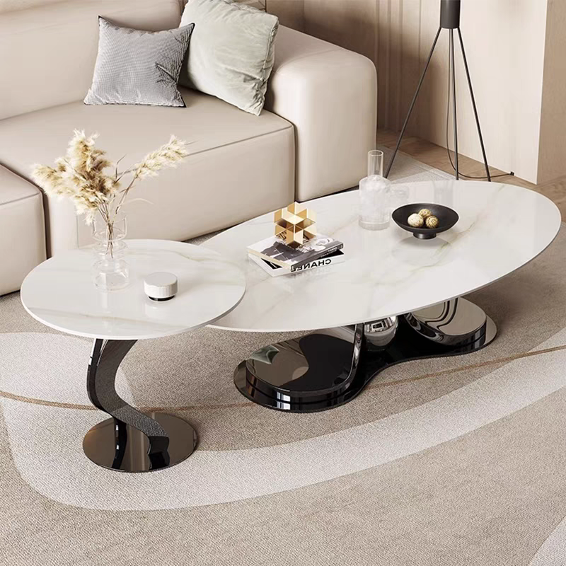 LuxeWave Marble Coffee Table Set