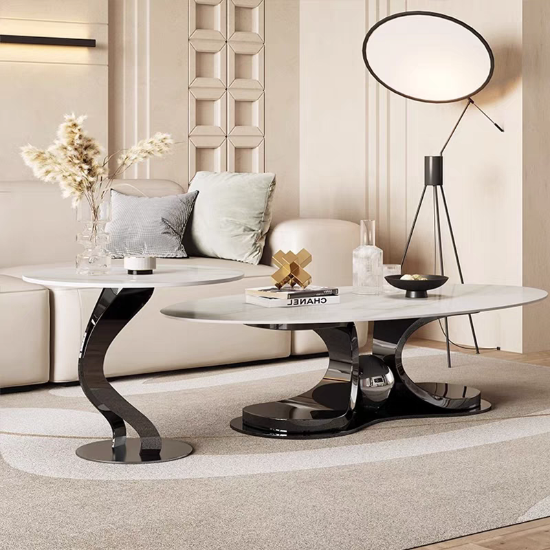 LuxeWave Marble Coffee Table Set