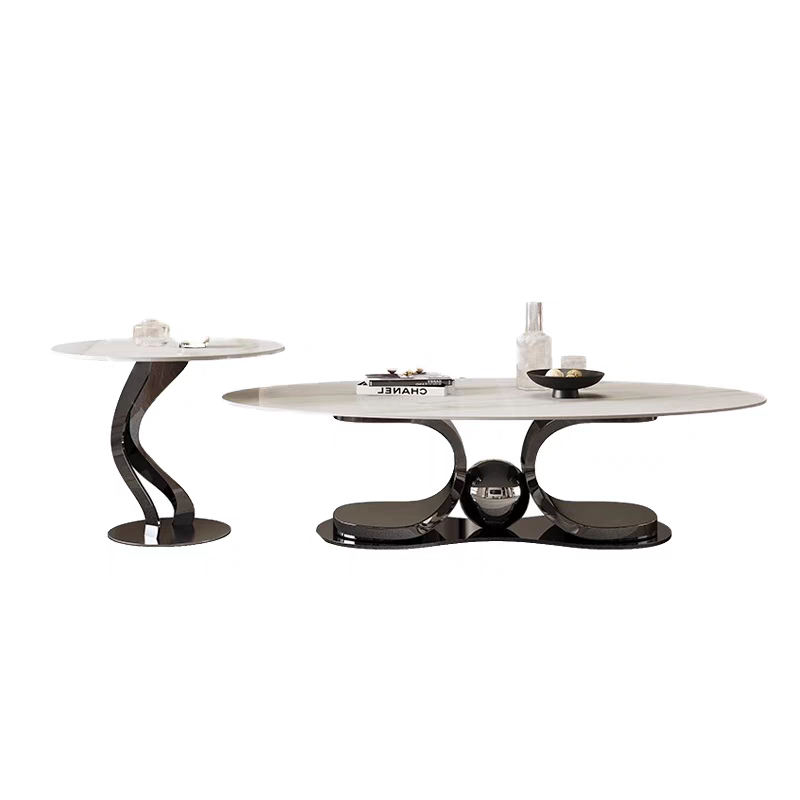 LuxeWave Marble Coffee Table Set