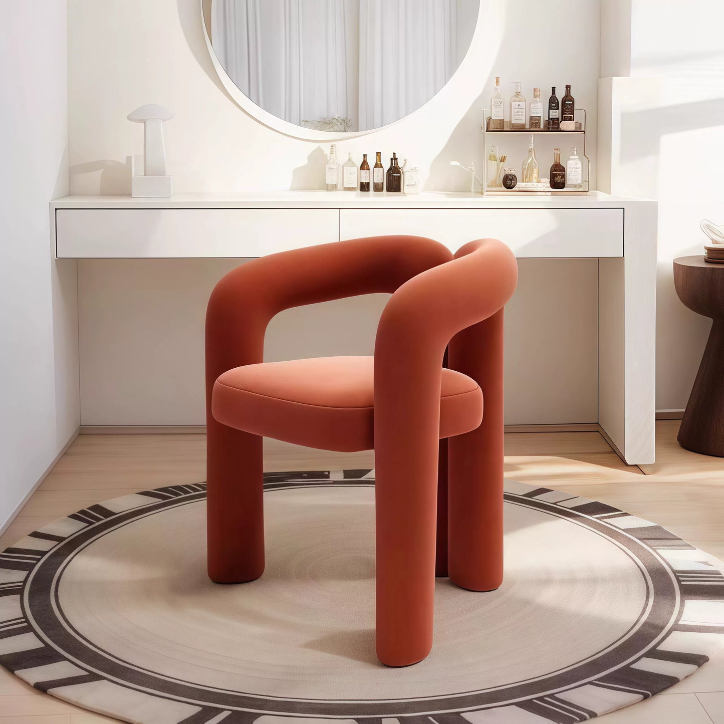 Luna Embrace™ Cream Velvet Cosmetic Chair