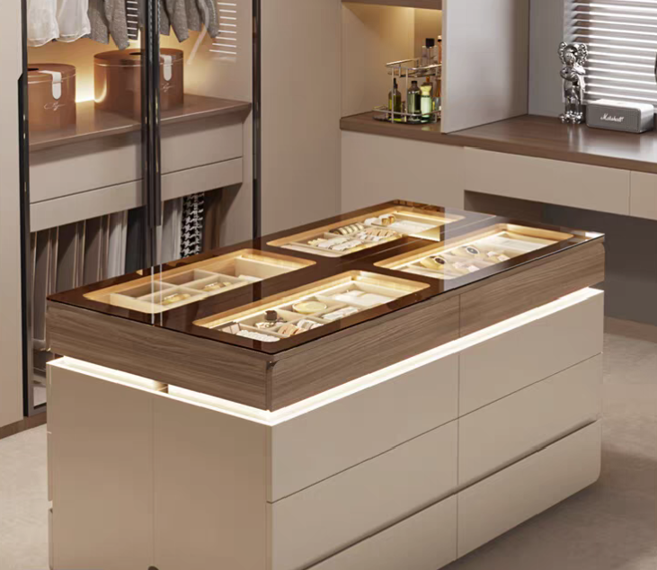 LuxeVault™ Illuminated Jewelry & Storage Island