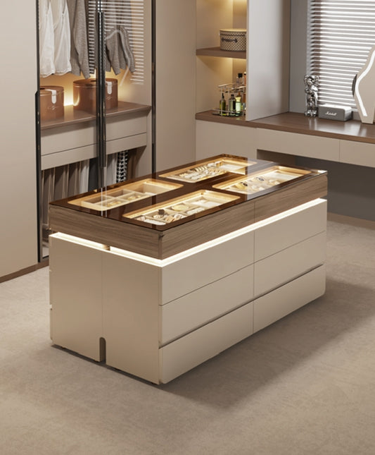 LuxeVault™ Illuminated Jewelry & Storage Island