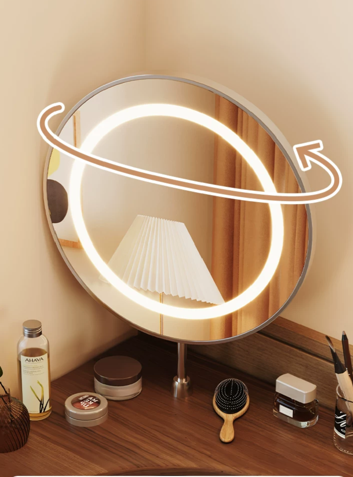 Aria Curve™ Corner Dressing Table with 360° LED Mirror
