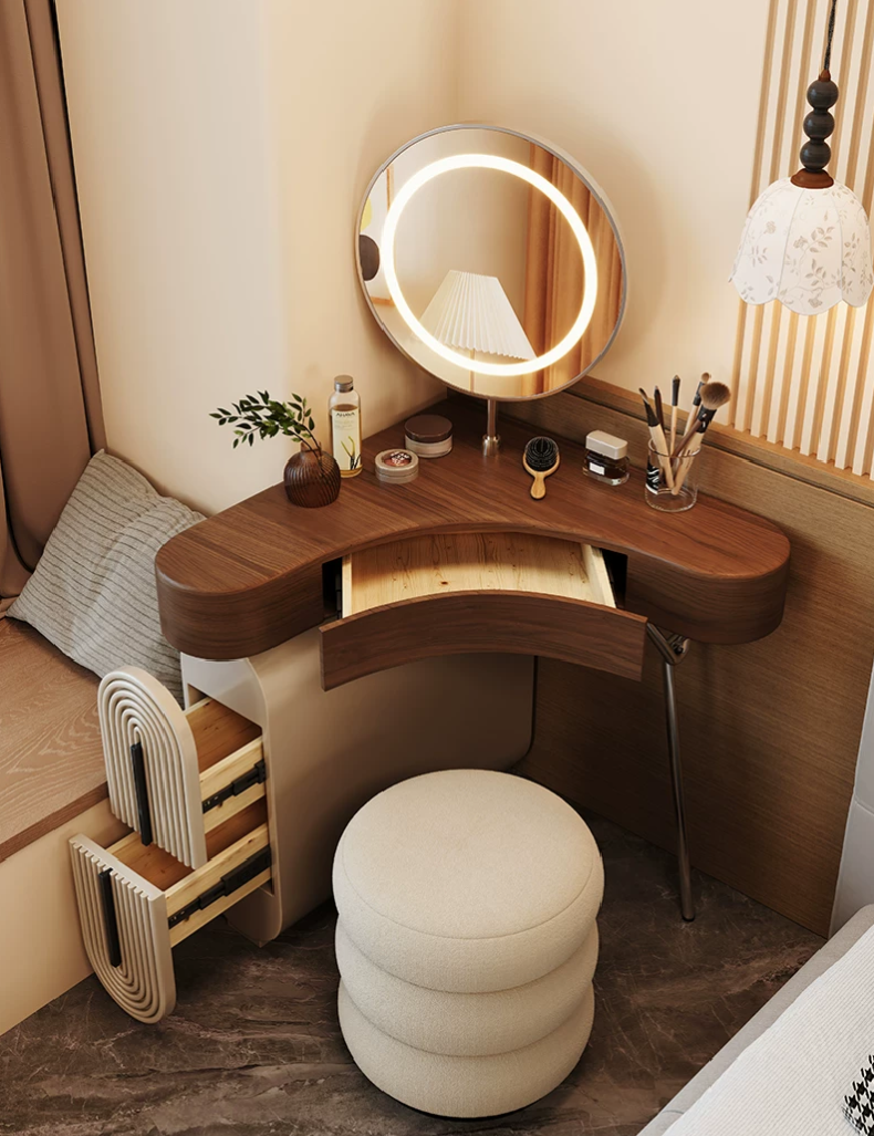 Aria Curve™ Corner Dressing Table with 360° LED Mirror