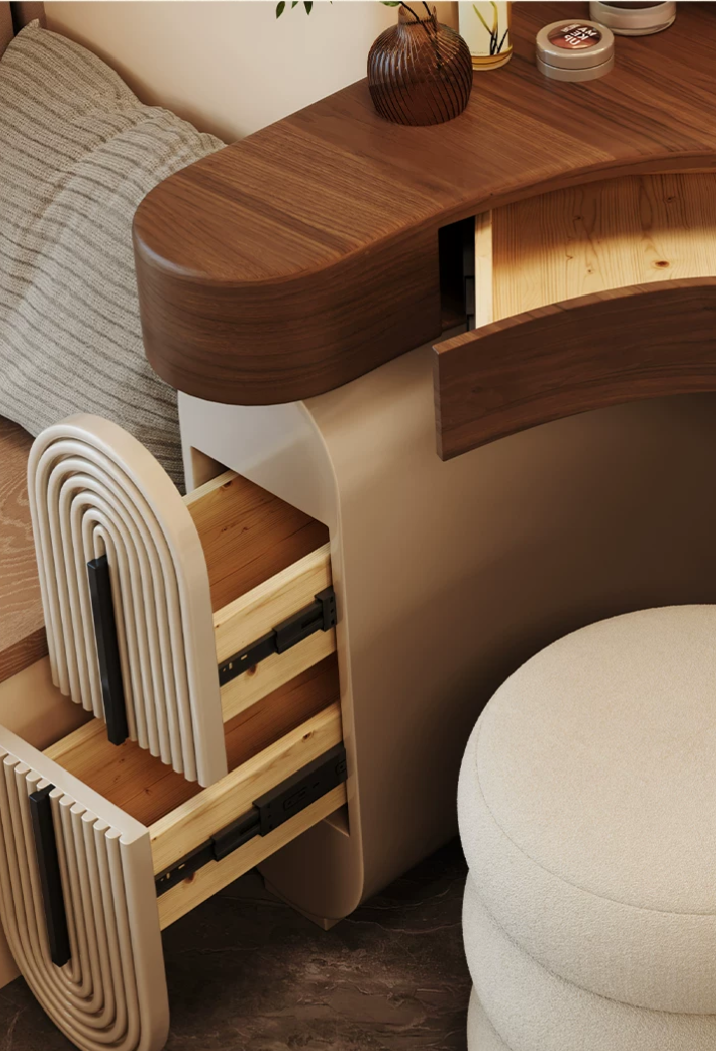 Aria Curve™ Corner Dressing Table with 360° LED Mirror
