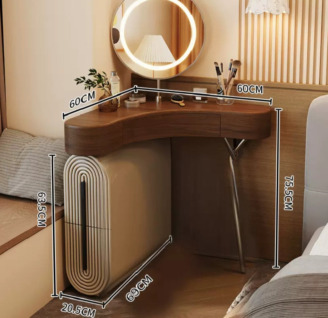 Aria Curve Corner Dressing Table with 360 LED Mirror  My Secret Corner