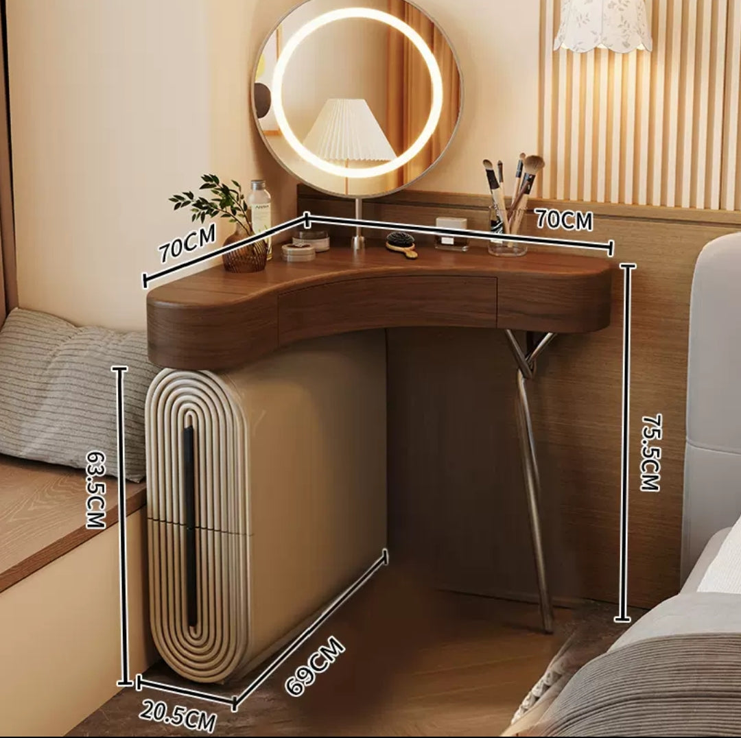 Aria Curve™ Corner Dressing Table with 360° LED Mirror