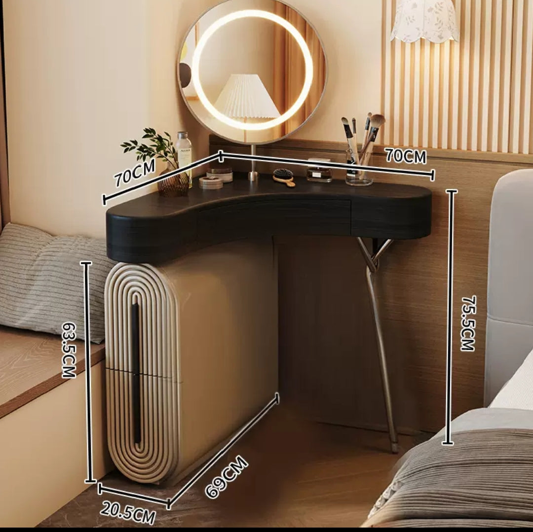 Aria Curve™ Corner Dressing Table with 360° LED Mirror