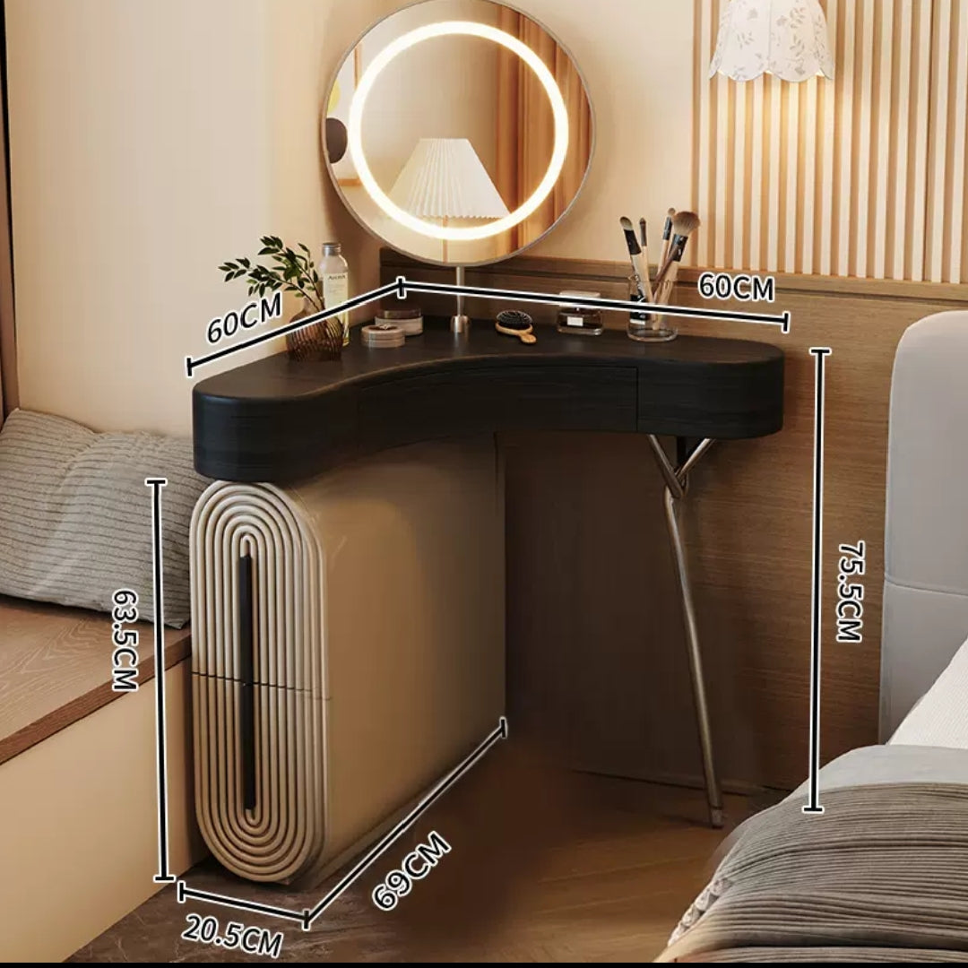 Aria Curve™ Corner Dressing Table with 360° LED Mirror