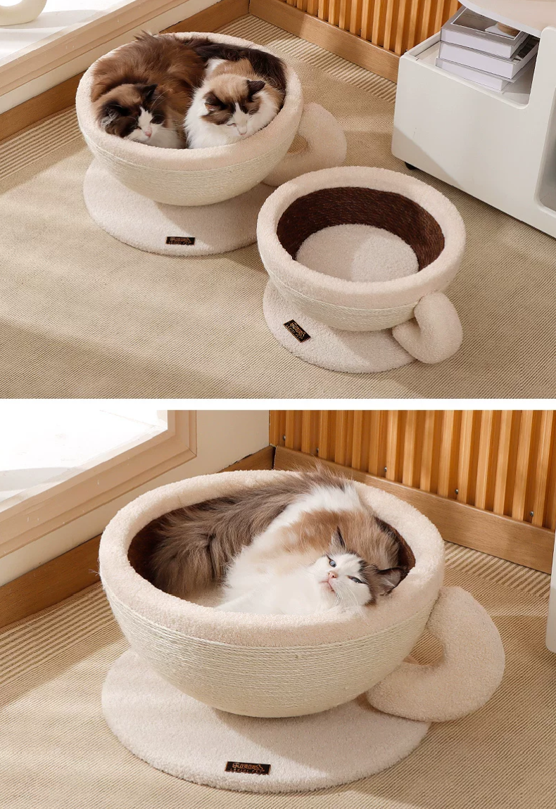 PurrBrew™ Coffee Cup Cat Scratcher & Deep Sleep Bed