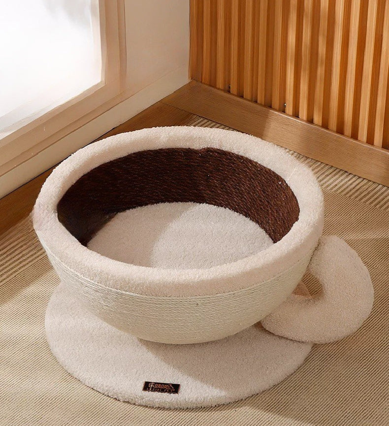 PurrBrew™ Coffee Cup Cat Scratcher & Deep Sleep Bed