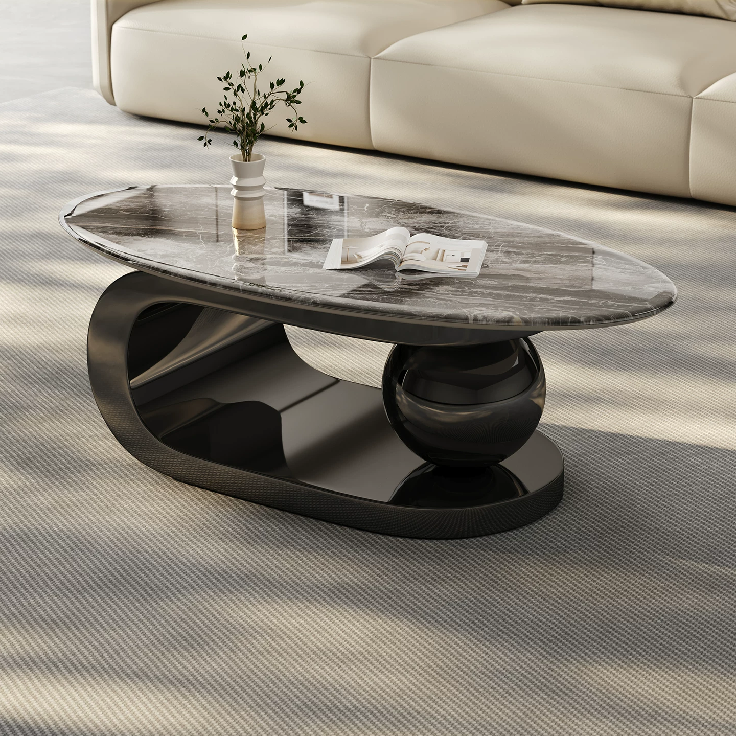 Aurora Curve Microcrystalline Stone Coffee Table Set