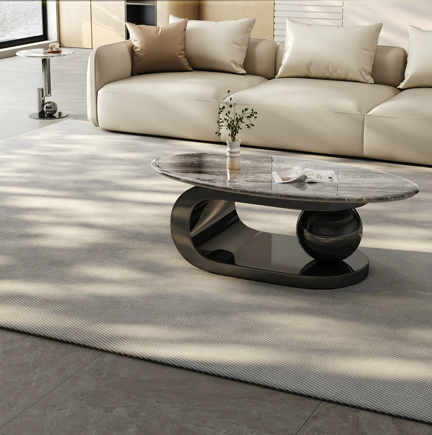 Aurora Curve Microcrystalline Stone Coffee Table Set