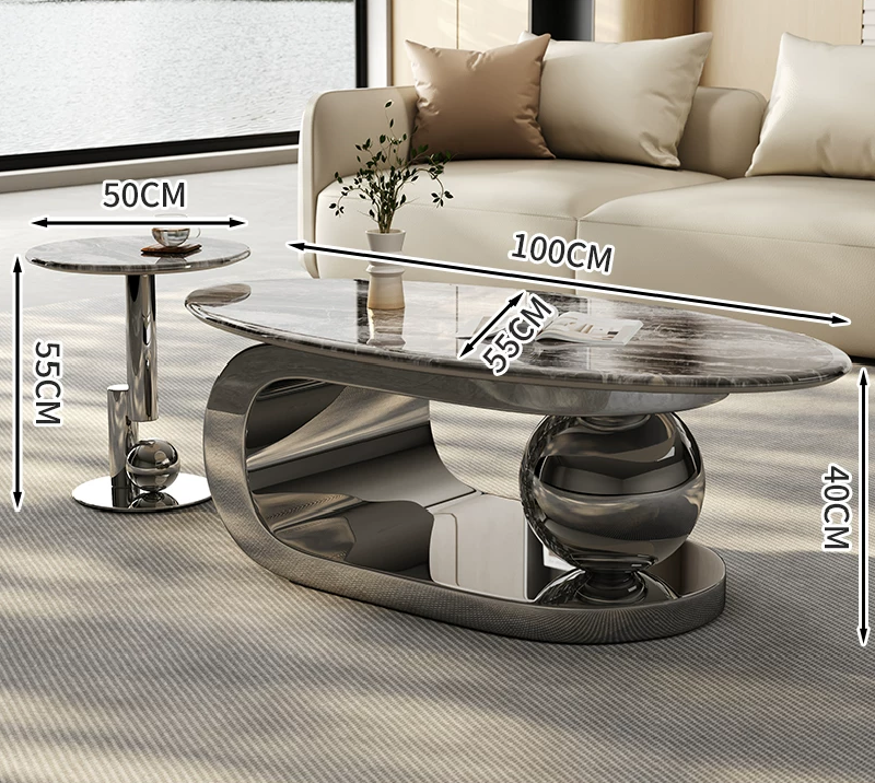 Aurora Curve Microcrystalline Stone Coffee Table Set