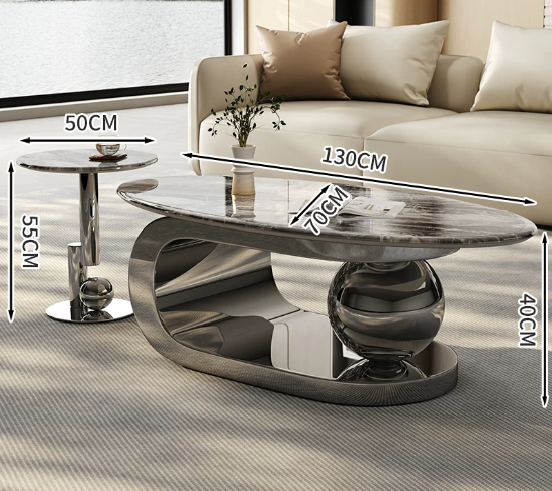 Aurora Curve Microcrystalline Stone Coffee Table Set