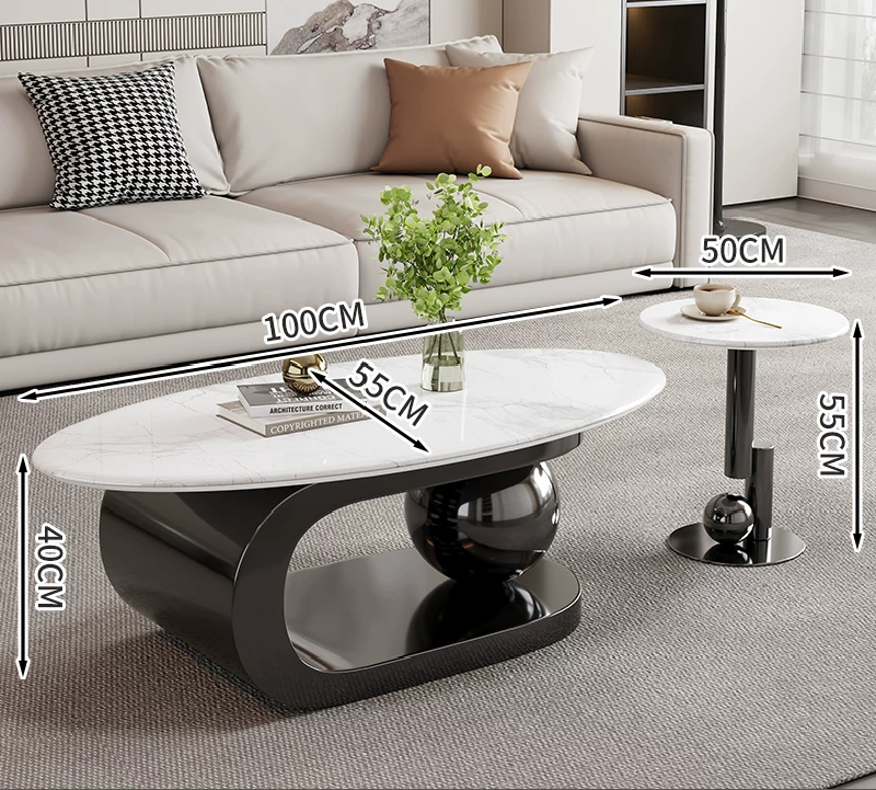 Aurora Curve Microcrystalline Stone Coffee Table Set