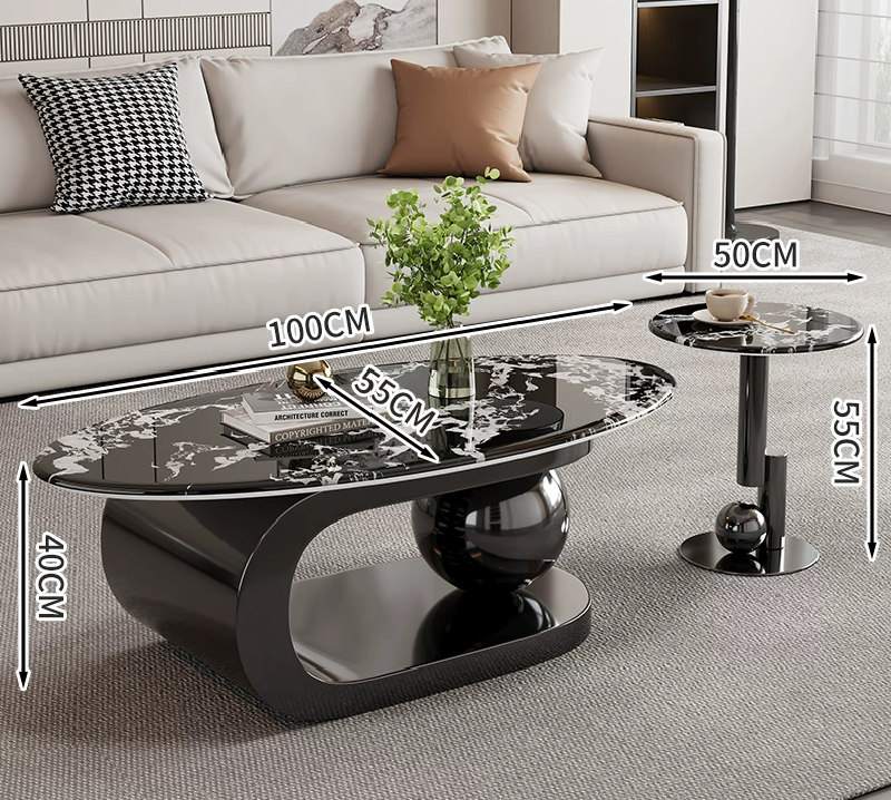 Aurora Curve Microcrystalline Stone Coffee Table Set