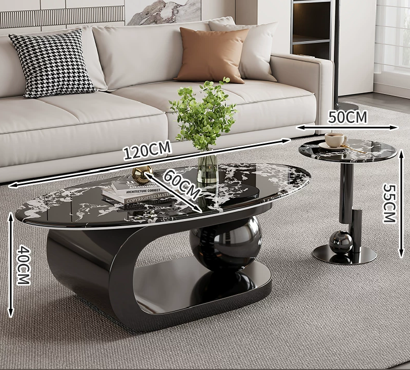Aurora Curve Microcrystalline Stone Coffee Table Set