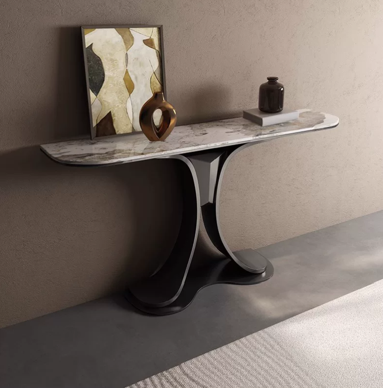 Aurora Curve Marble Console Table