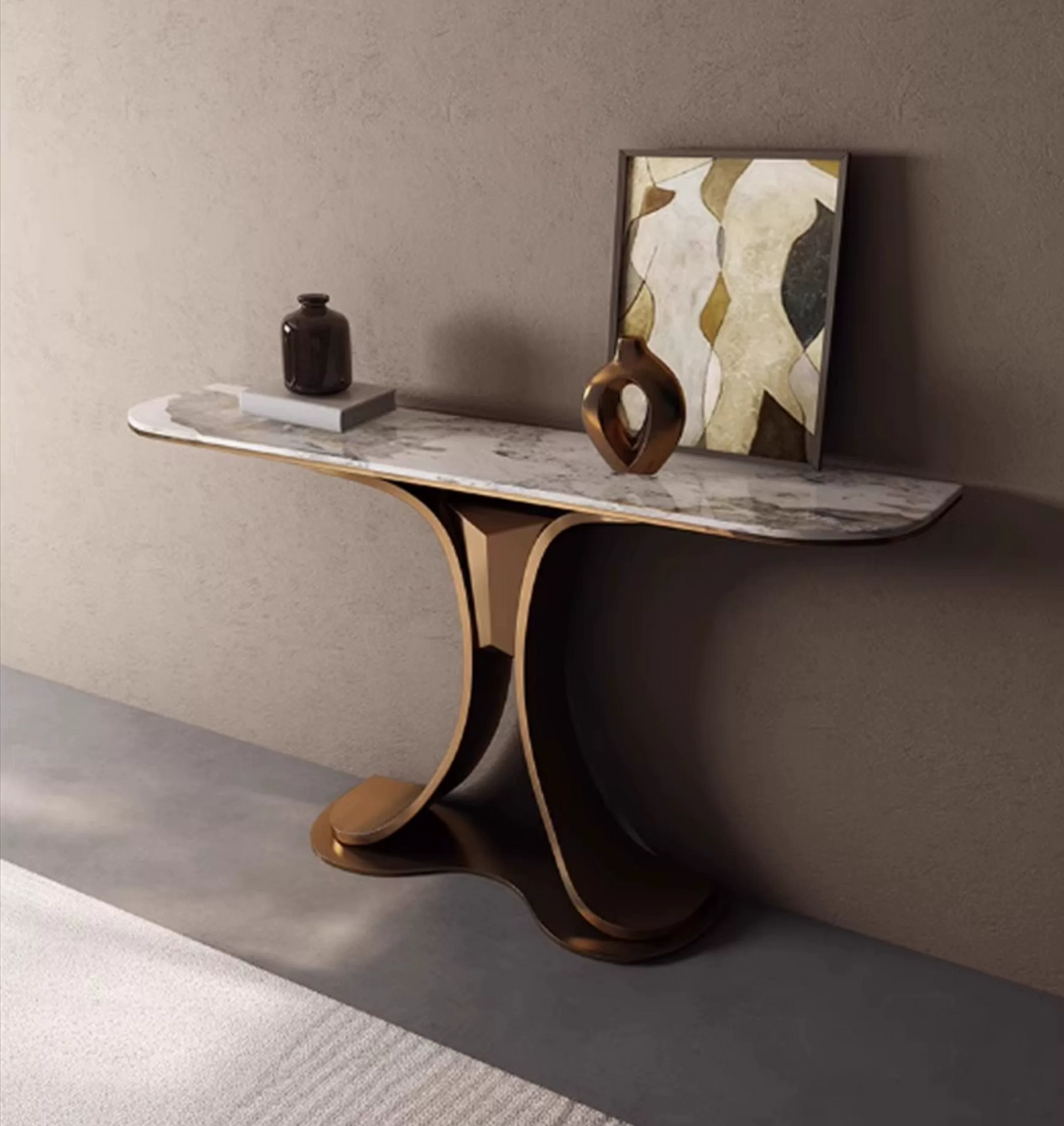 Aurora Curve Marble Console Table