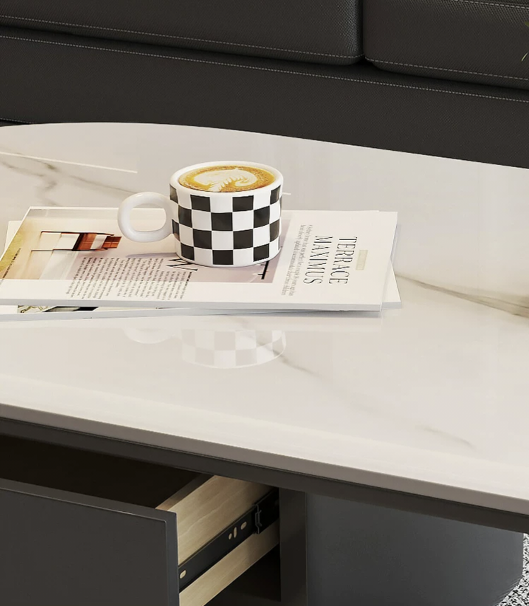 LunaStone™ Modern Marble Coffee Table with Storage