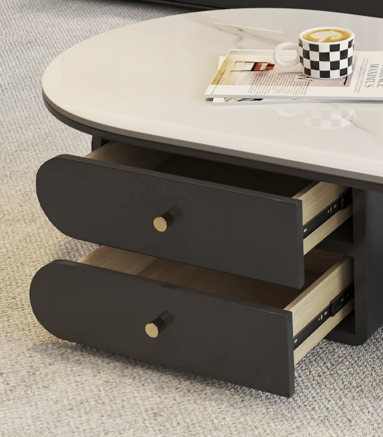 LunaStone™ Modern Marble Coffee Table with Storage