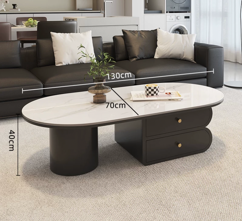 LunaStone™ Modern Marble Coffee Table with Storage