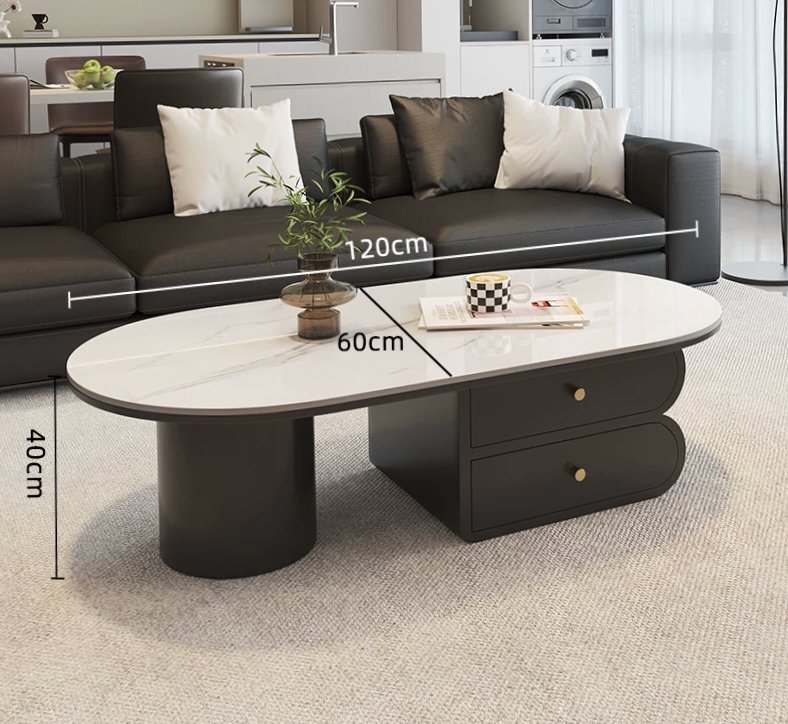 LunaStone™ Modern Marble Coffee Table with Storage