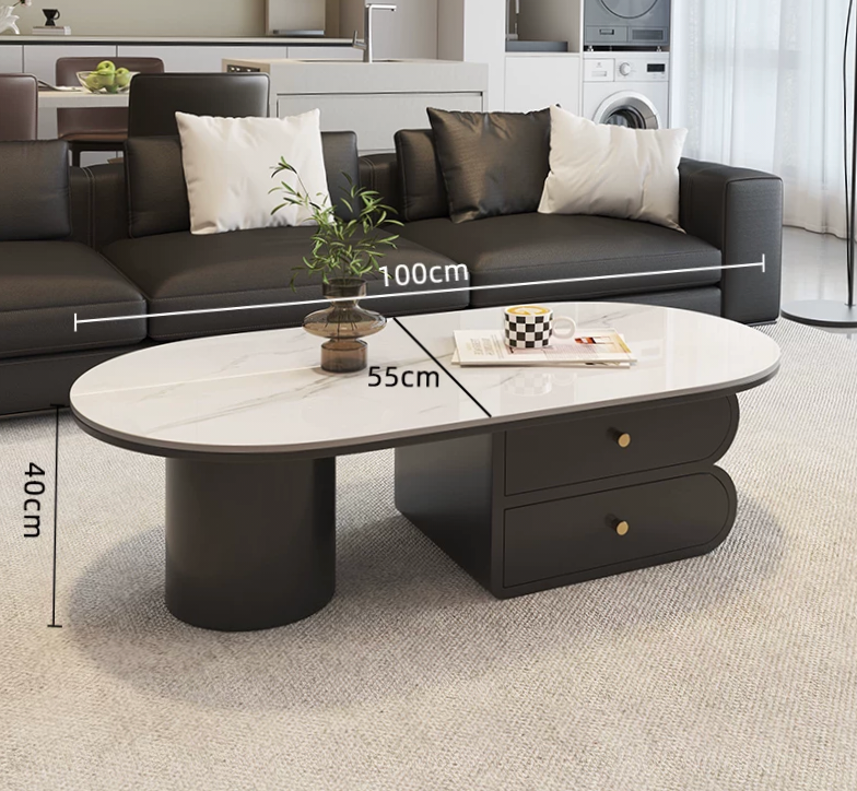 LunaStone™ Modern Marble Coffee Table with Storage