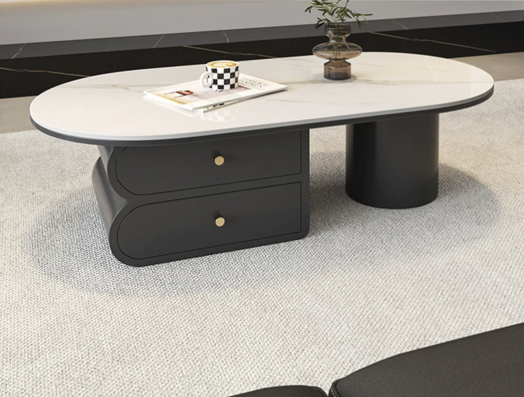 LunaStone™ Modern Marble Coffee Table with Storage