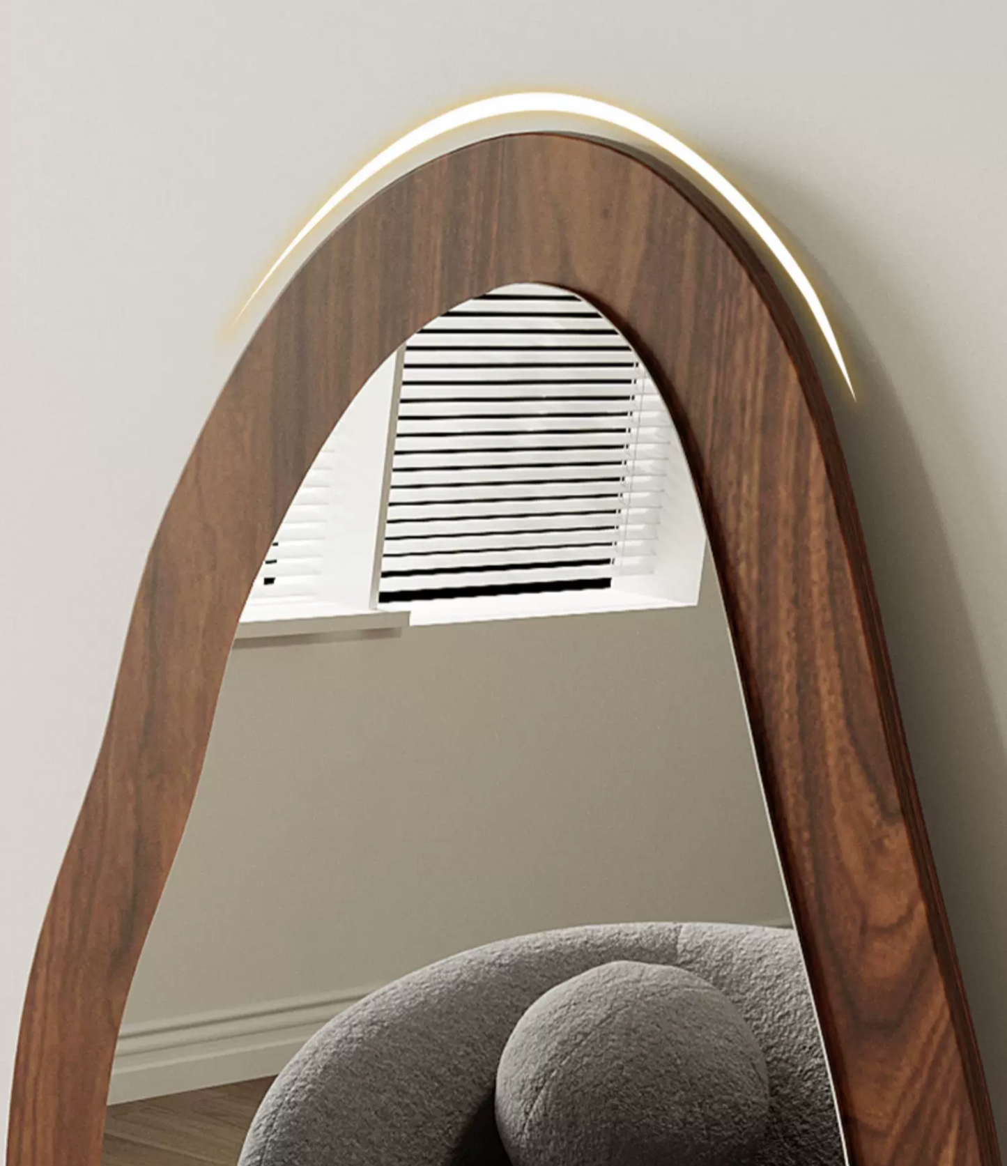 Aura Curve™ Irregular Solid Wood Full-Length Floor Mirror