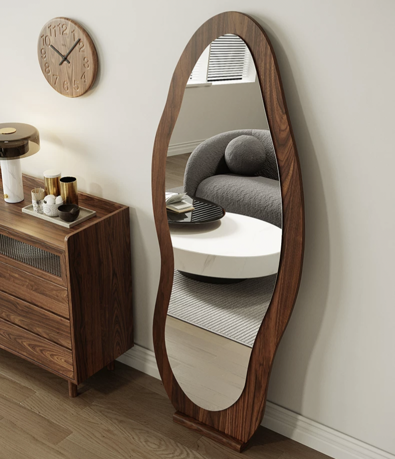 Aura Curve™ Irregular Solid Wood Full-Length Floor Mirror