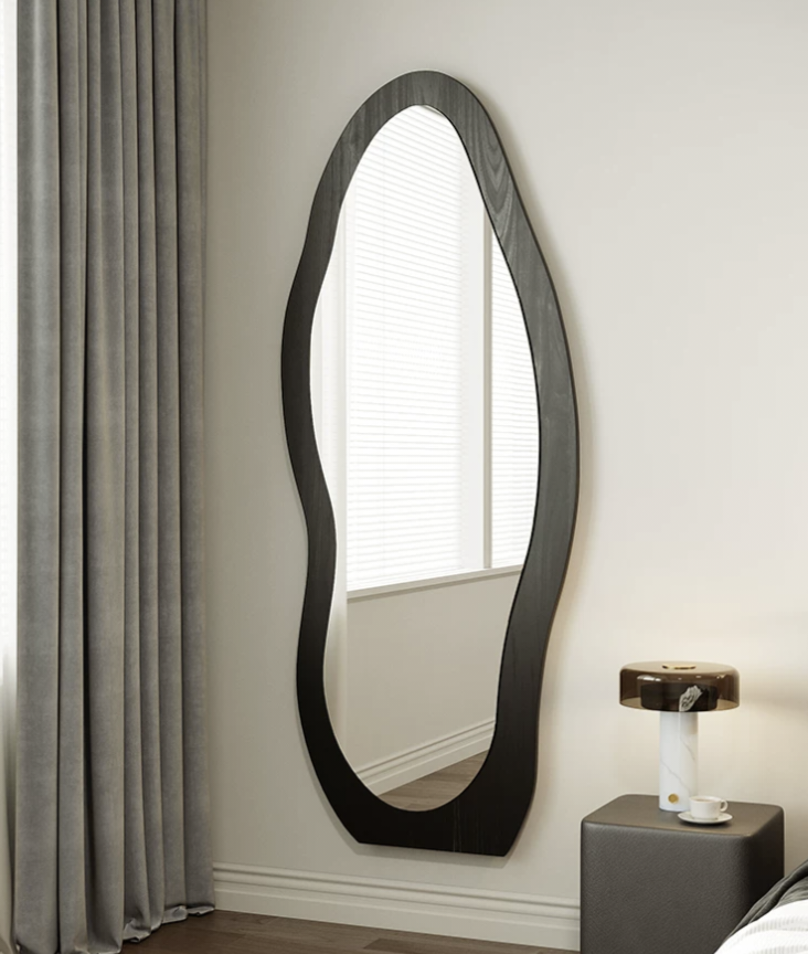Aura Curve™ Irregular Solid Wood Full-Length Floor Mirror