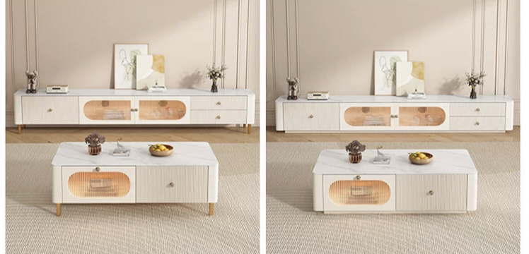 Aurora Luxe Marble TV Unit & Coffee Table Set