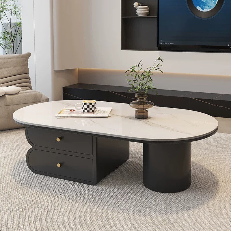 LunaStone™ Modern Marble Coffee Table with Storage