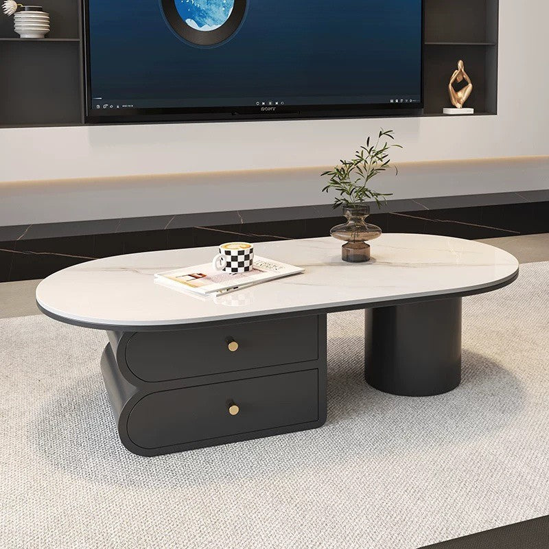 LunaStone™ Modern Marble Coffee Table with Storage