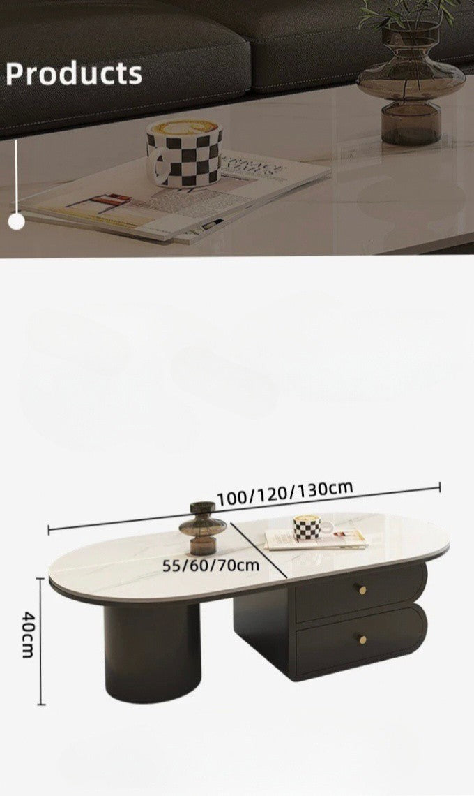 LunaStone™ Modern Marble Coffee Table with Storage